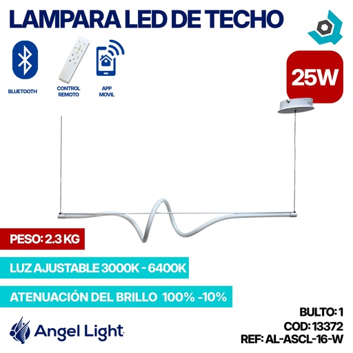 [13372] LAMPARA LED 25W DE TECHO LUZ AJUSTABLE BLANCA ANGEL LIGHT