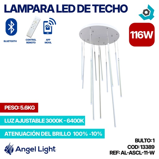 [13389] LAMPARA LED 116W DE TECHO LUZ AJUSTABLE BLANCA ANGEL LIGHT