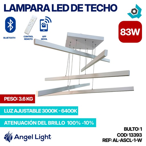 [13393] LAMPARA LED 83W DE TECHO LUZ AJUSTABLE BLANCA ANGEL LIGHT