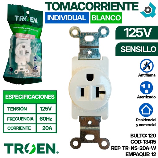 [13415] TOMACORRIENTE 125V 20A TROEN