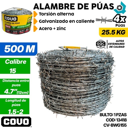 [13418] ALAMBRE DE PUAS 500 METROS COVO