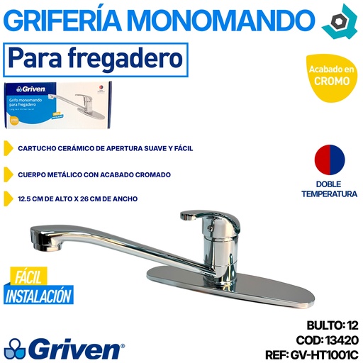 [13420] GRIFERIA MONOMANDO PARA FREGADERO GRIVEN