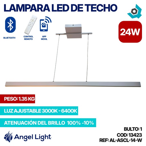[13423] LAMPARA LED 24W DE TECHO LUZ AJUSTABLE BLANCA ANGEL LIGHT