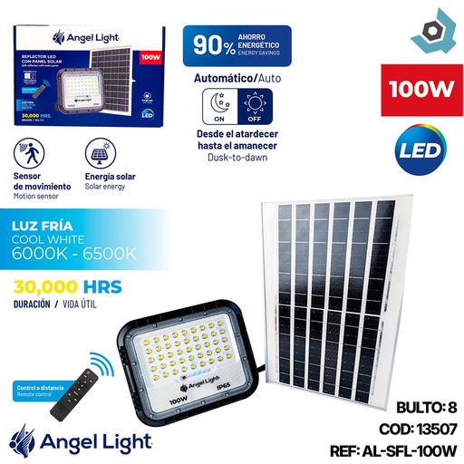 [13507] REFLECTOR LED SOLAR 100W 6500K ANGEL LIGHT