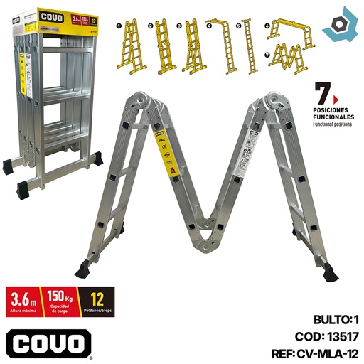 [13517] ESCALERA MULTIFUNCIONAL 3.6M COVO