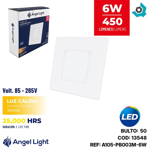 [13548] LAMPARA LED PARA EMPOTRAR CUADRADA 9W 3000K ANGEL LIGHT