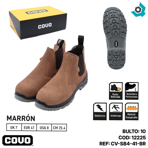 [12225] BOTAS DE SEGURIDAD MARRONES TALLA 41 COVO