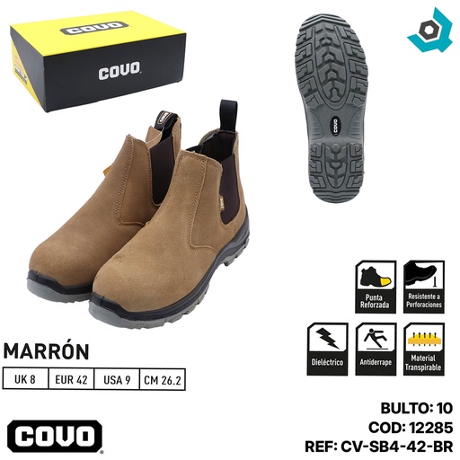 [12285] BOTAS DE SEGURIDAD MARRONES TALLA 42 COVO