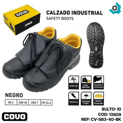 [13609] BOTAS DE SEGURIDAD NEGRAS TALLA 40 COVO