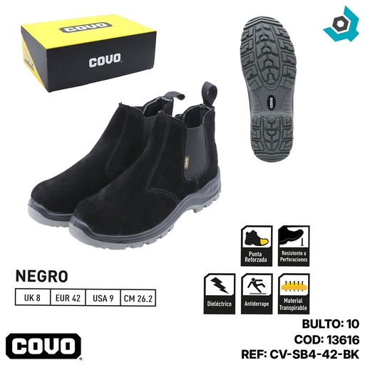 [13616] BOTAS DE SEGURIDAD NEGRAS TALLA 42 COVO