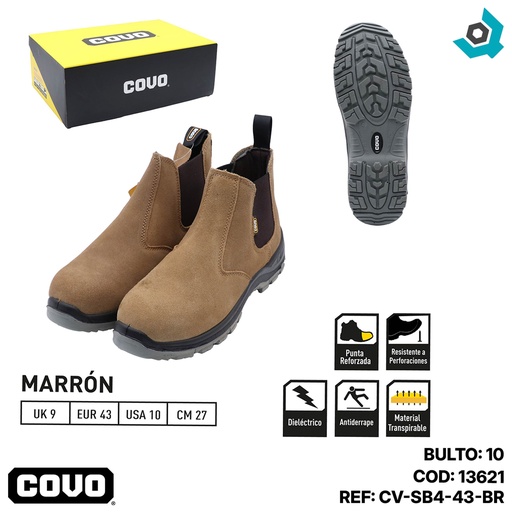 [13621] BOTAS DE SEGURIDAD MARRONES TALLA 43 COVO