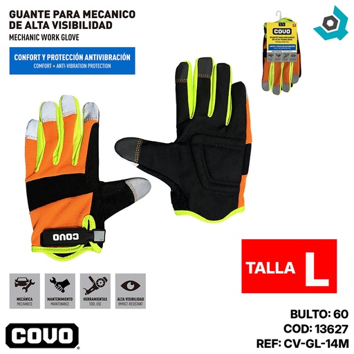 [13627] GUANTE PARA MECÁNICO DE ALTA VISIBILIDAD TALLA M COVO
