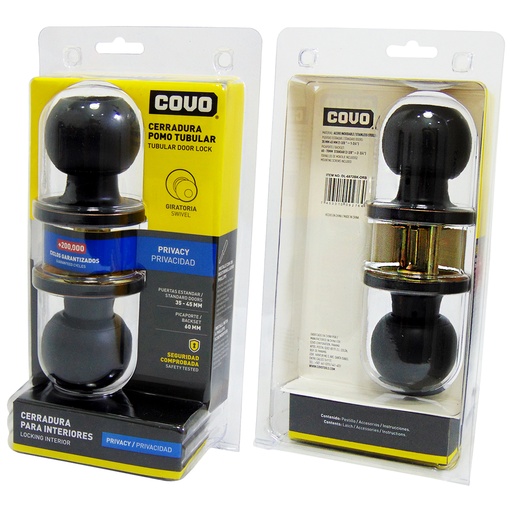 [10000] CERRADURA DE POMO PARA BANO NEGRO MATE COVO
