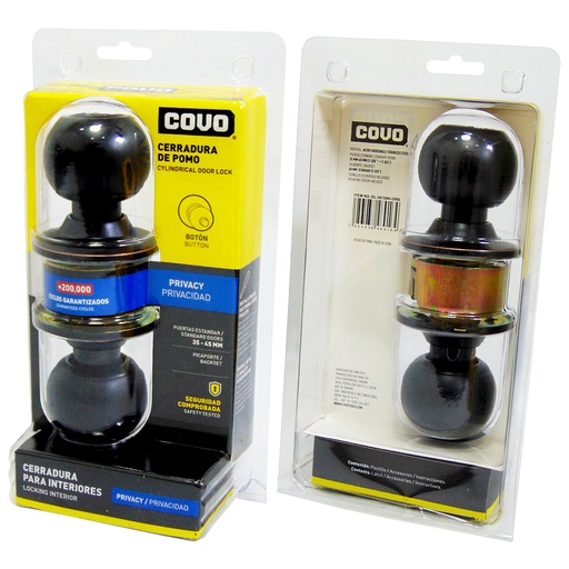 [10001] CERRADURA DE POMO PARA BANO NEGRO MATE COVO