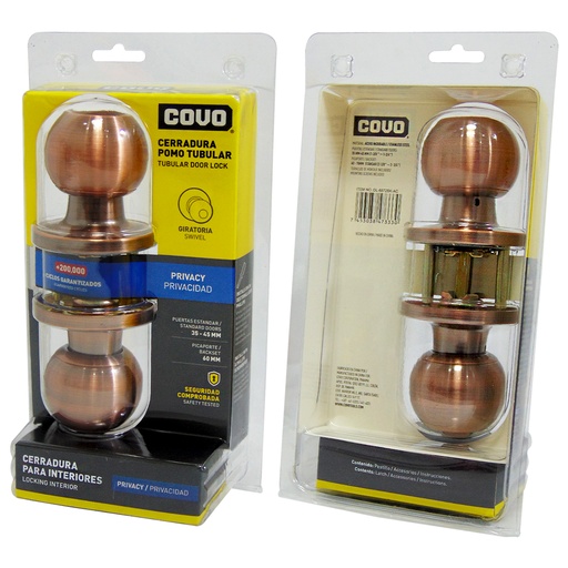 [10006] CERRADURA DE POMO PARA BANO BRONCE COVO