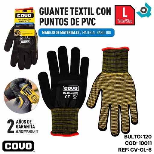 [10011] GUANTES DE SEGURIDAD CON PUNTOS DE PVC COVO