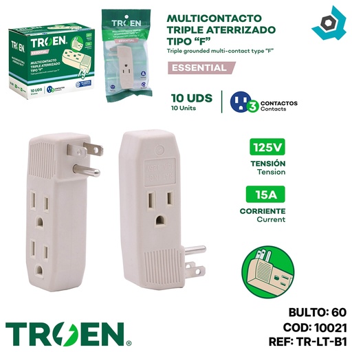 [10021] MULTICONTACTO TRIPLE TIPO F GRIS TROEN