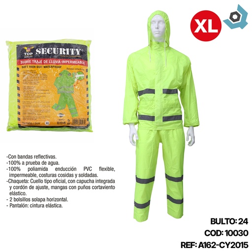 [10030] CAPOTE IMPERMEABLE VERDE FOSFORESCENTE SECURITY