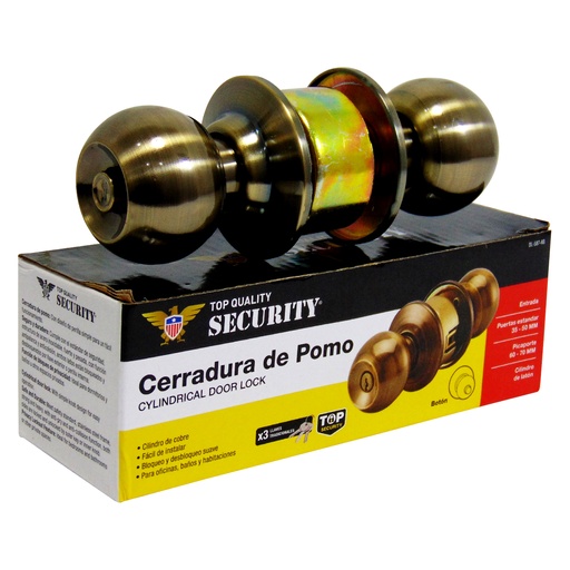 [10048] CERRADURA DE POMO PARA DORMITORIO SATINADA SECURITY