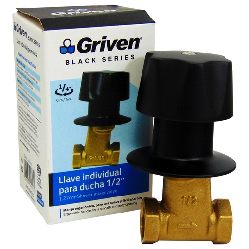 [10052] LLAVE PARA DUCHA 1/2" INDIVIDUAL GRIVEN BLACK