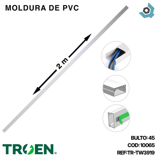 [10065] CANALETA DE PVC 39 X 2000MM TROEN