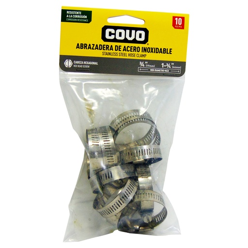 [10087] ABRAZADERAS 3/4" A 1 3/4" DE ACERO INOXIDABLE COVO