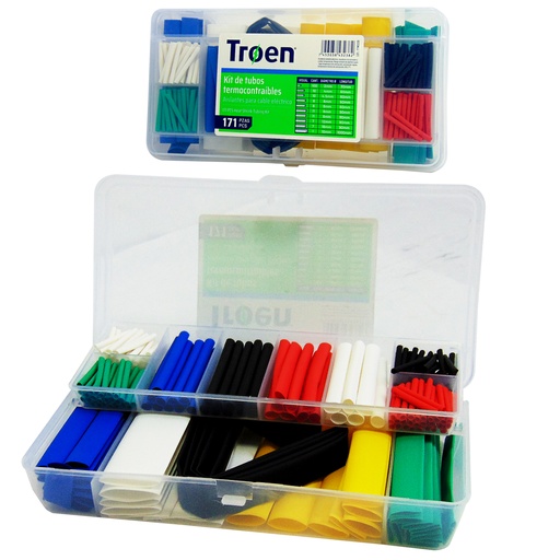 [10091] KIT DE TUBOS TERMOCONTRAIBLES 171 PIEZAS TROEN