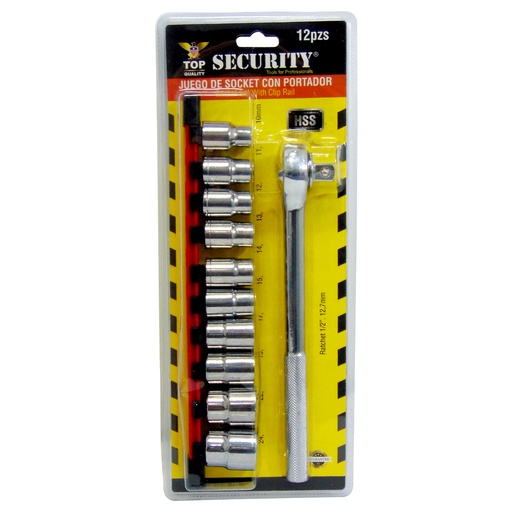 [10110] JUEGO DE DADOS CON RATCHET 12 PIEZAS SECURITY