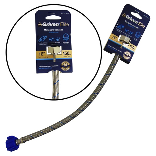 [10138] MANGUERA FLEXIBLE 1/2" X 5/8" TRENZADA GRIVEN ELITE