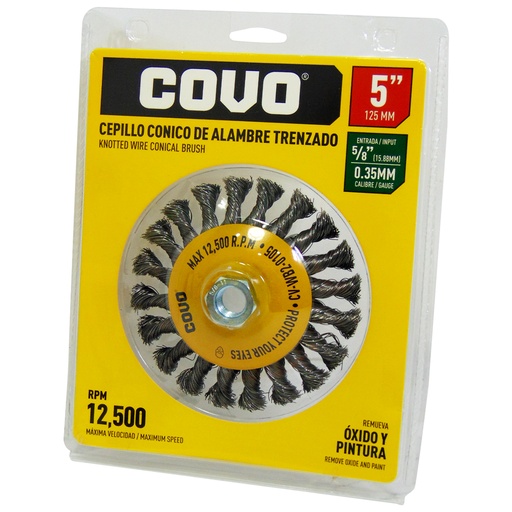 [10164] DISCO CEPILLO CONICO DE ALAMBRE 5" X 5/8" COVO