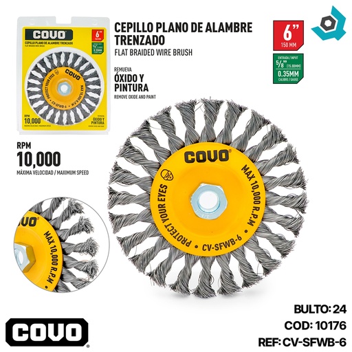 [10176] DISCO CEPILLO PLANO DE ALAMBRE 6" X 5/8" COVO