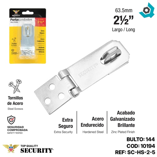 [10194] PORTA CANDADO 2.5" CROMADO SECURITY