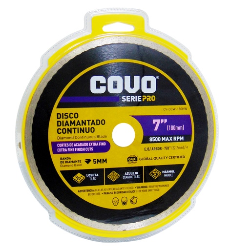 [10207] DISCO DIAMANTADO 7" CORTE CONTINUO COVO PRO