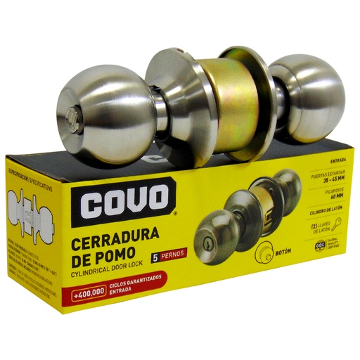 [10209] CERRADURA PARA DORMITORIO DE POMO SATINADO COVO