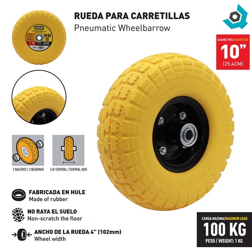 [10226] RUEDA NEUMATICA 10" PARA CARRETILLAS 100KG COVO