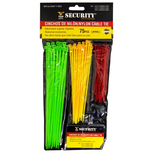[10232] TIRRAJE NYLON DE COLORES 75 PIEZAS SECURITY
