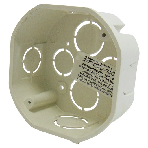 [10260] CAJETIN ELECTRICO OCTAGONAL DE PVC BLANCO INDUMA