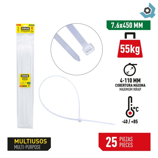 [10326] TIRRAJE NYLON BLANCO 7.6-450MM COVO