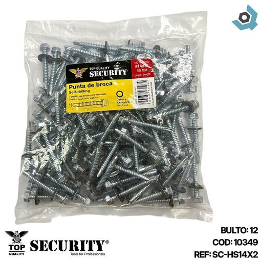 [10349] TORNILLO AUTOPERFORANTE #14 X 2" 100PZAS SECURITY