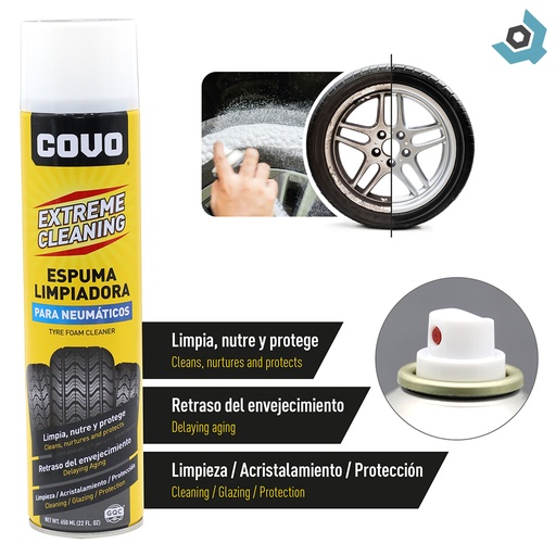 [10376] LIMPIADOR DE ESPUMA PARA NEUMATICOS 650ML COVO