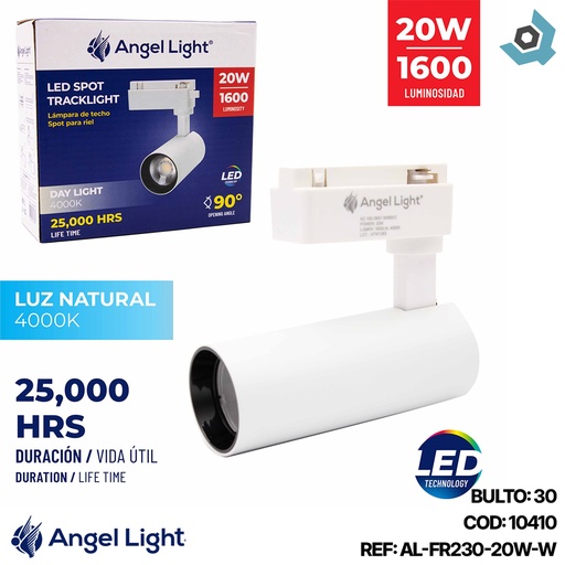 [10410] LAMPARA DE TECHO SPOT PARA RIEL 20W COLOR BLANCO ANGEL LIGHT