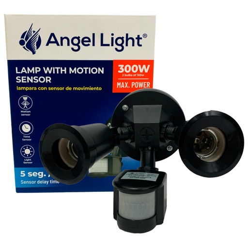 [10432] LAMPARA CON SENSOR DE MOVIMIENTO 300W NEGRO ANGEL LIGHT