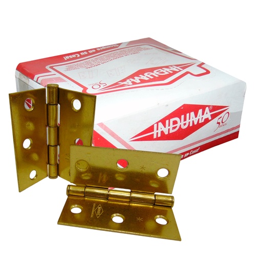 [10462] BISAGRA NUDO 3" X 3" DORADA CALIBRE 16 INDUMA