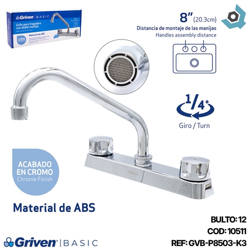 [10511] GRIFERIA PARA FREGADERO CON DOBLE MANIJA GRIVEN BASIC