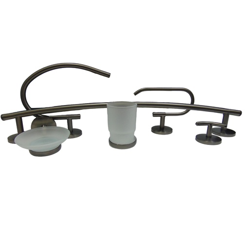 [10514] JUEGO DE ACCESORIOS DE BANO 6 PIEZAS GRIVEN GUN METAL