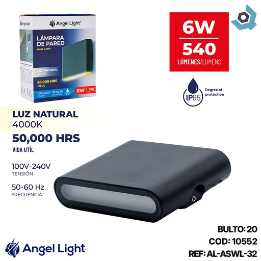 [10552] LAMPARA DE PARED 6W LUZ NATURAL ANGEL LIGHT