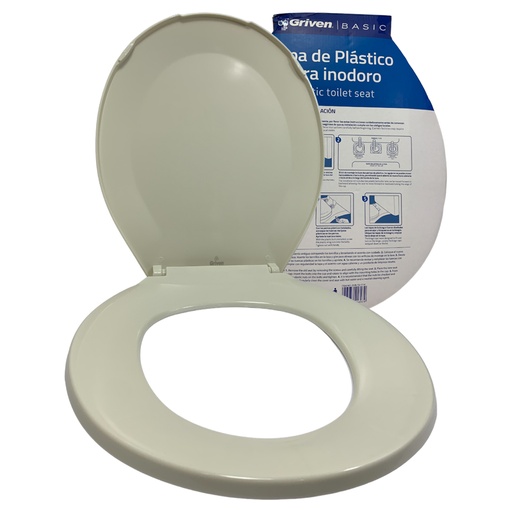 [10563] ASIENTO PARA INODORO 17" COLOR HUESO REDONDO GRIVEN BASIC