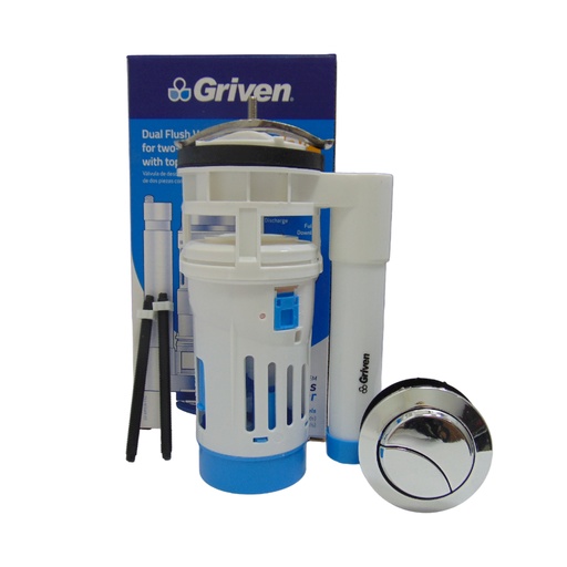 [10565] VALVULA DE DESCARGA DUAL PARA SANITARIO DE DOS PIEZAS CON BOTON GRIVEN