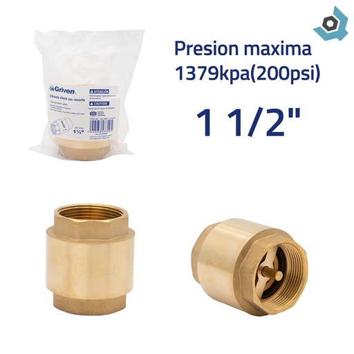 [10584] VALVULA CHEQUE 1-1-2" CON RESORTE GRIVEN