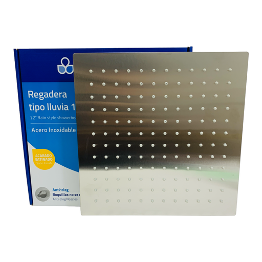 [10631] REGADERA PARA DUCHA TIPO LLUVIA CUADRADA 12" SATINADO GRIVEN